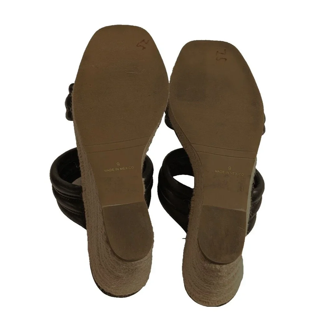 Steve Madden Tahani Wedge Espadrille Sandals Black Women's Size 9 Coastal Chic